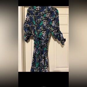 Boden Cosima floral Tropic Palm Romper in Black Safari Fern Size 10T